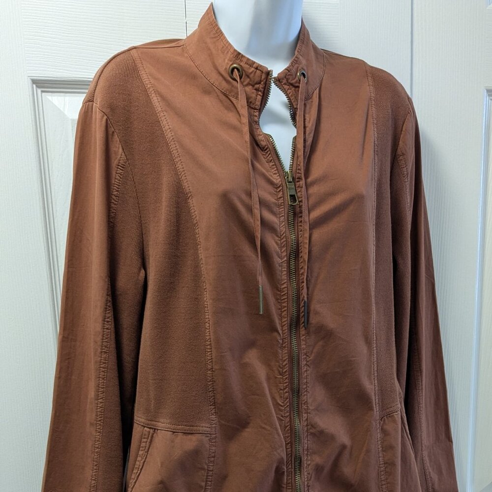 XCVI Wearables Ruched Zip Front Stretchy Dress-Jacket Size L